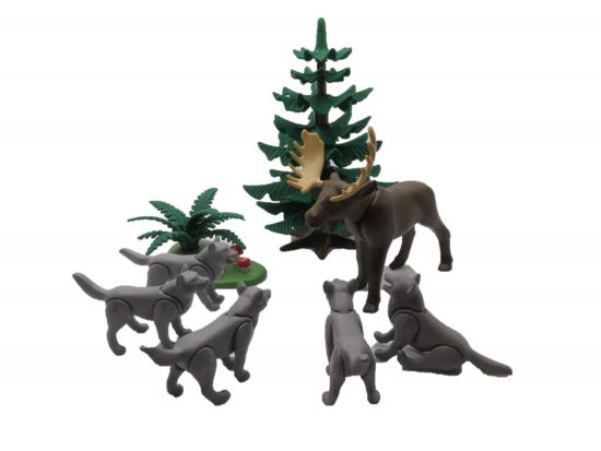 Elch mit Wolfsrudel Set Elch mit Wolfsrudel Set